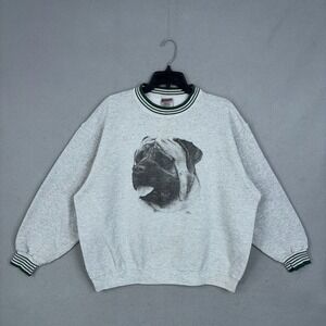 Vintage Bullmastiff Sweatshirt Mens XL Gray Heather Dog Graphic 90s Crewneck